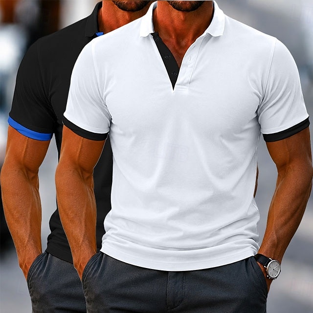 Herren Poloshirts Golf Poloshirts Lässig Arbeit Revers Kurzarm Basic Modern Farbblock Einfach Patchwork Bestickt Frühling & Sommer 1 2 3 4 5 6 Poloshirts 2026 - $24.99 –P5