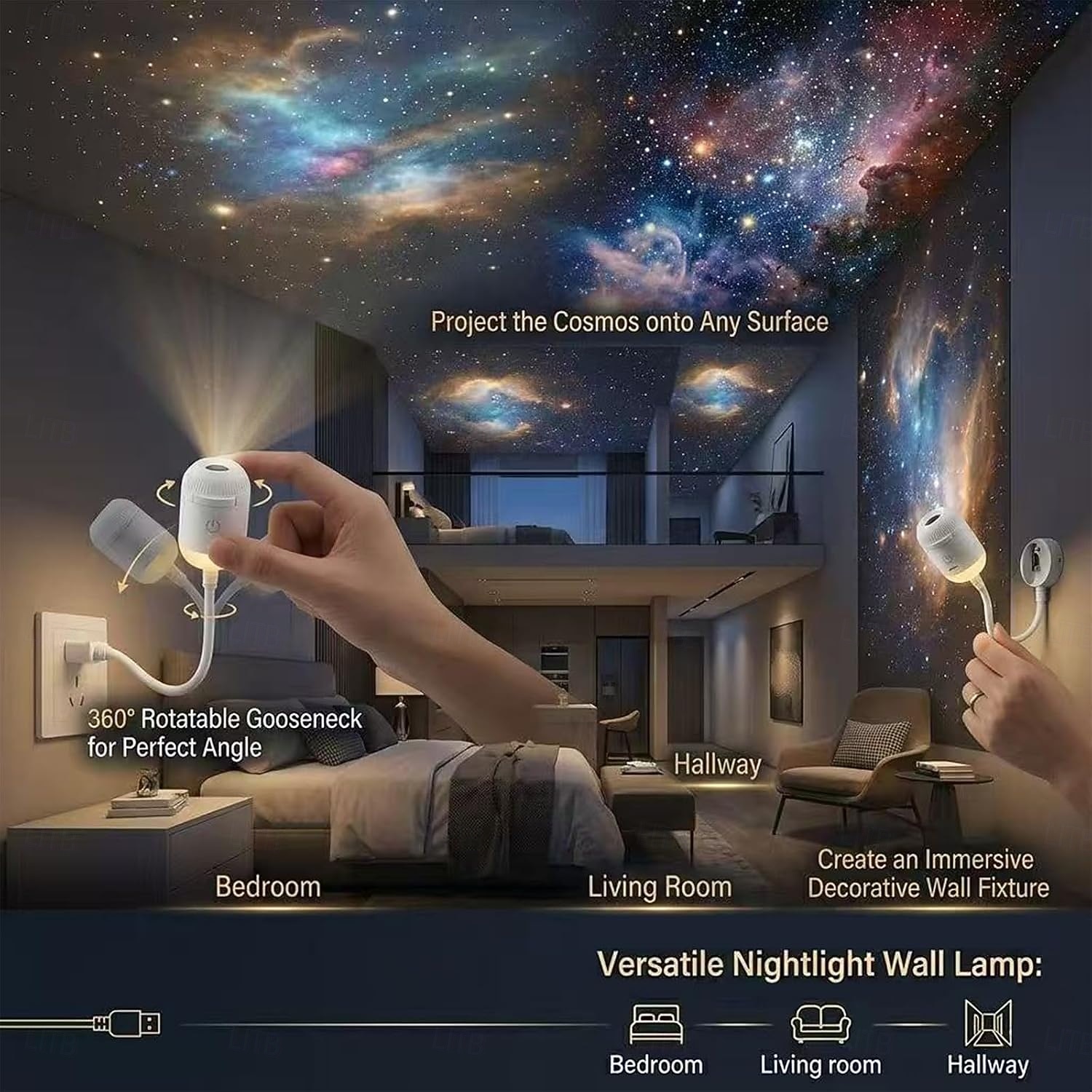USB Star Projector Night Light, 5D Holographic Galaxy and Ocean Projector with Projection Films, 360° Adjustable Plug-in Ceiling Light for Bedroom, Car, Kids Room Decor 2026 - $25.99 –P4