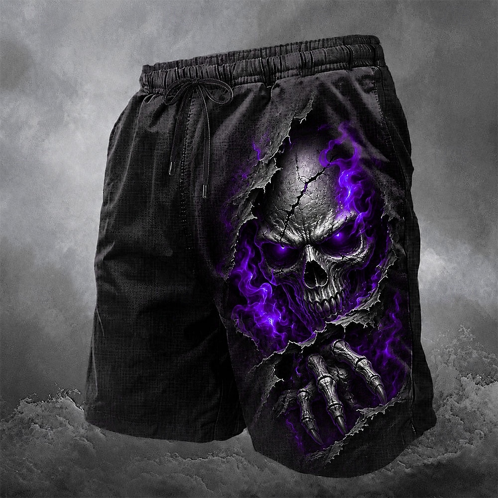 Costumi uomo Halloween teschi costume da bagno pantaloni corti pantaloni da mare vita media scuri casual esterni tasche laterali fodera in rete vita elastica con coulisse abbigliamento designer del 2026 a $20.99 –P4
