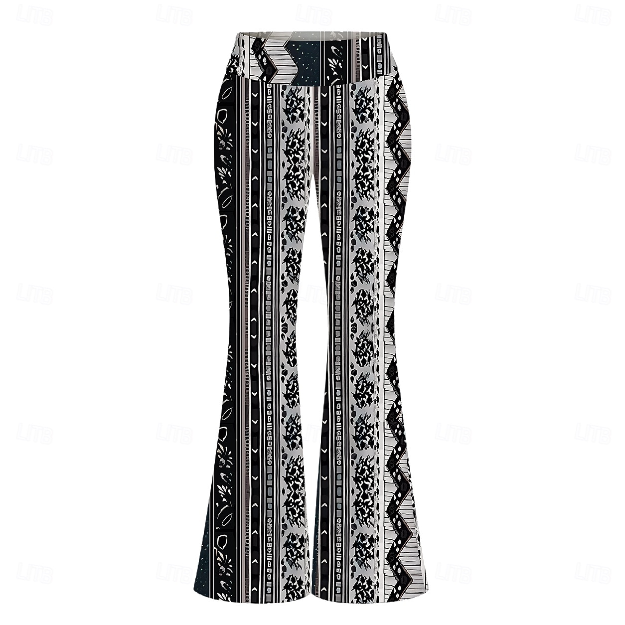 Retro Antiguo Hippie Años 70 Longitud Larga Tipo Canguelo Los pantalones de campana Hippie Disco Estampado Ajustado / Acampanado Disfraz Mujer Víspera de Todos los Santos Carnaval Festival de Música 2026 - $30.99 –P10