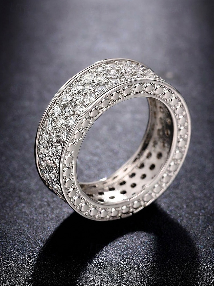Luxe herenring van legering met strass-steentjes en diamantlook, brede, opvallende modering in verschillende maten voor feesten, bruiloften, banketten, avondjes uit en formele avondkleding. 2026 - $11.99 –P5