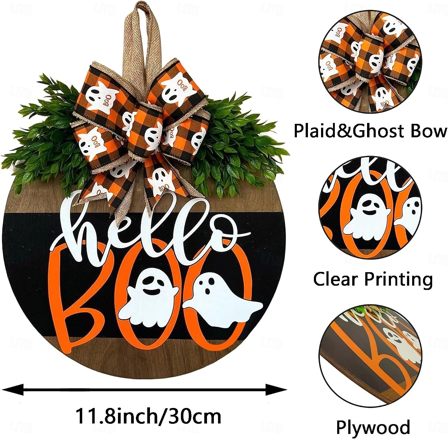 Halloween Ghost Door Sign Wooden Wreath, Funny Ghost Front Door Hanging Decoration, Rustic Halloween Welcome Door Hanger for Porch, Entryway, Wall, Farmhouse, Indoor Outdoor Halloween Decor 2026 - $22.99 –P3