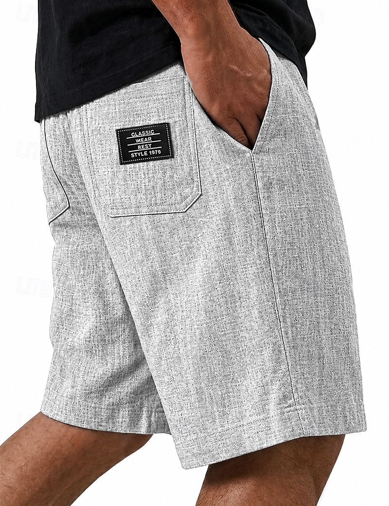 Hombre Pantalón corto Pantalones cortos de lino Pantalones cortos de verano Pantalones cortos casuales Correa Cintura elástica Un Color Comodidad Ligero Longitud de la rodilla Casual Diario Exterior 2026 - $24.99 –P2