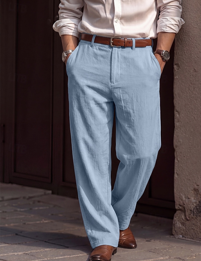 Per uomo Pantaloni di Lino Pantaloni Pantaloni Eleganti Pantaloni casual Tasca Elastico in vita Gamba Dritta Semplice Confortevole Traspirante Lunghezza intera Casuale Quotidiano Affari Moda del 2026 a $25.99 –P1
