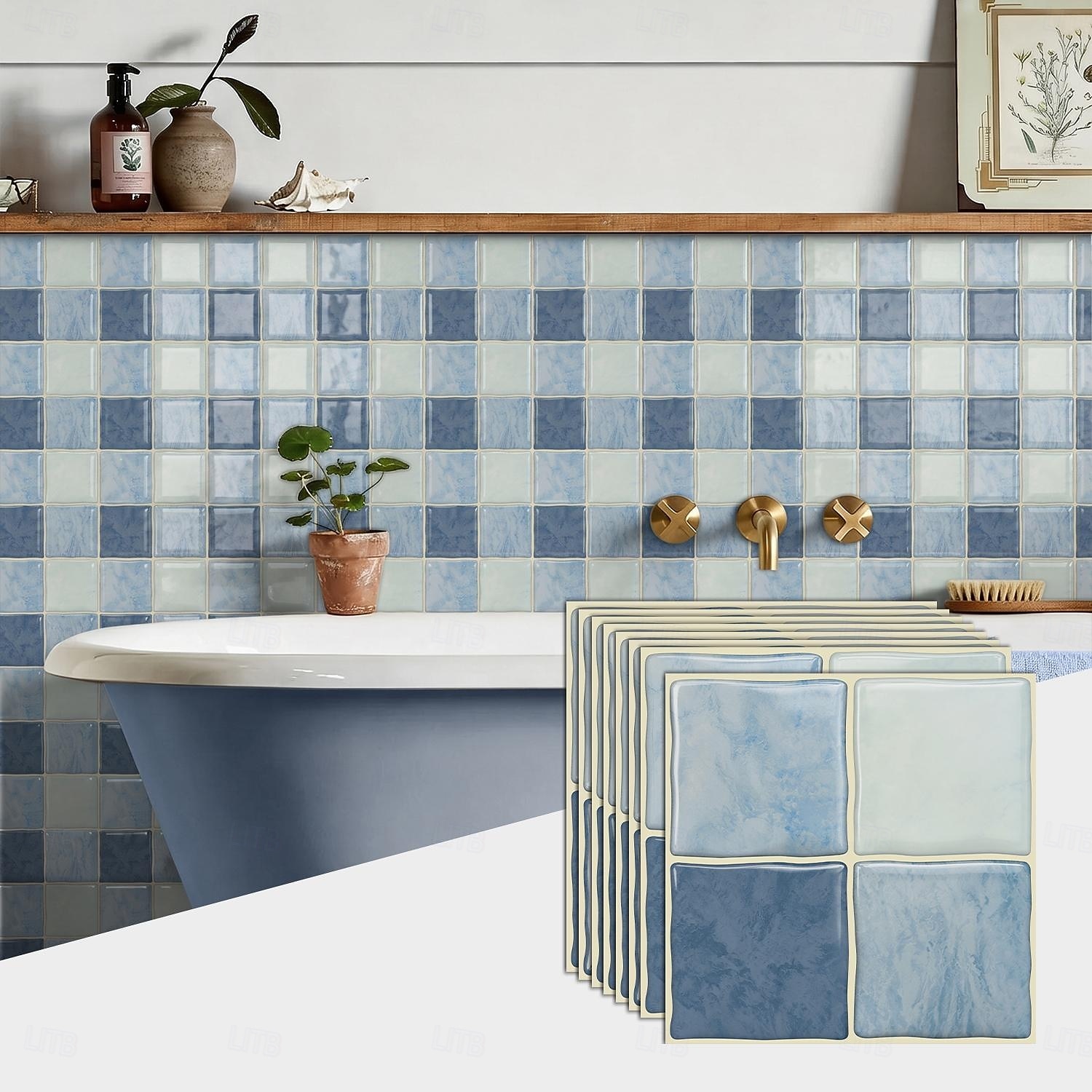 24 adhesivos 3D para azulejos de pared, adhesivos autoadhesivos para salpicaderos con efecto de azulejo y patrón a cuadros, paneles de pared impermeables y removibles para cocina, dormitorio, sala de 2026 - $52.99 –P4