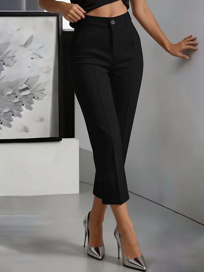 Women's Capri shorts Elegant Vintage Fashion Ankle-Length Mid Waist Inelastic Formal Blue White Apricot Black Spring Slim Fit 2026 - $27.99 –P2