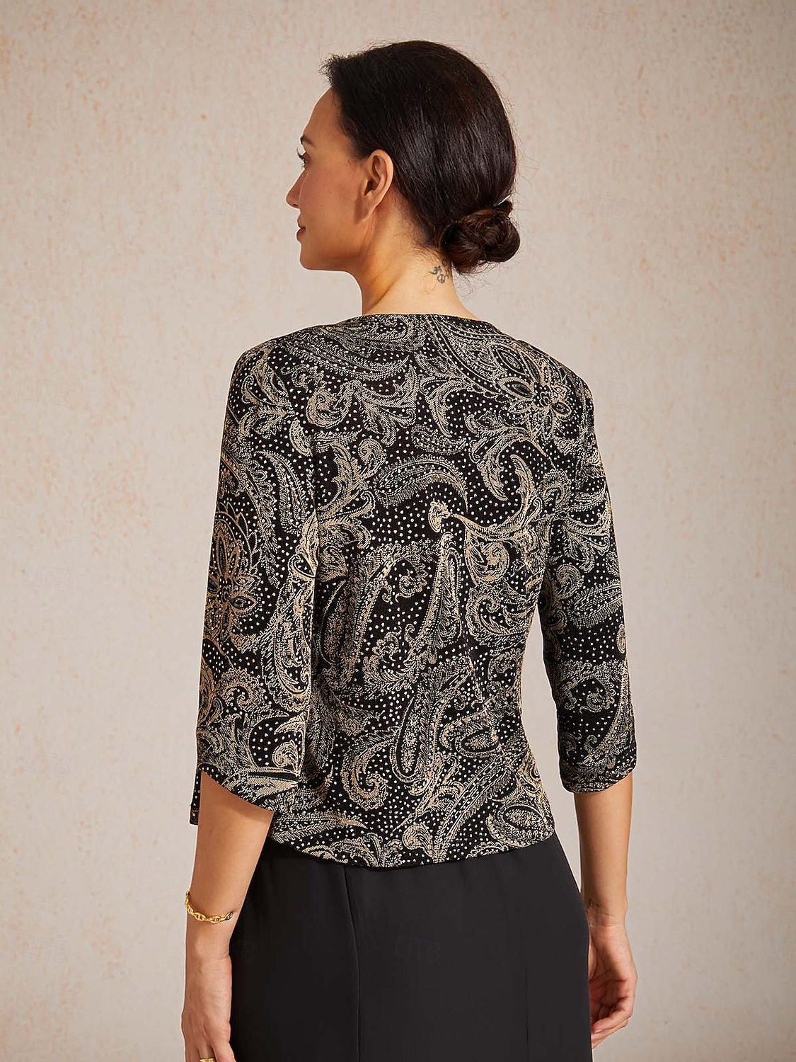 Mulheres camisa Boho Blusa Tops elegantes Purpurina Estampado Cashemere Elegante à moda Manga 3/4 Gola Redonda Tops regulares Diário Trabalho Convidado do casamento Preto Verão Primavera Outono de 2026 por $129.99 –P2