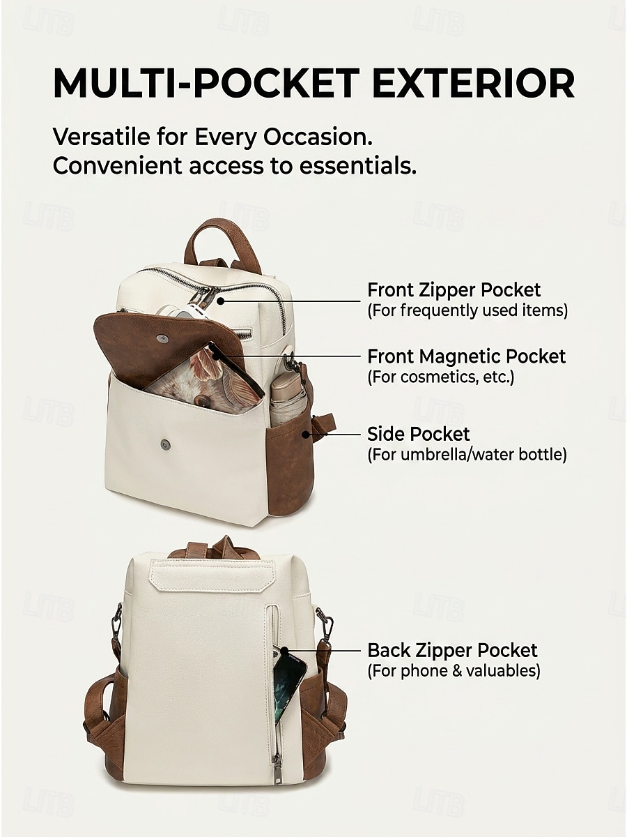 Retro Style Large Capacity Multi-Pocket Backpack for Women Versatile Crossbody vintage large capacity women main image 4