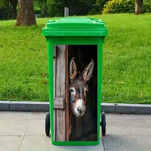 Adesivos para lixeira com desenho de burro (2 unidades), adesivos fofos de animais para decoração de lixeiras, adesivos de vinil removíveis e à prova d'água para lixeiras de casa, cozinha, banheiro e de 2026 por $16.99 –P4