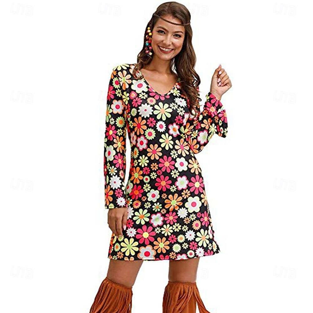 Retrò Vintage Anni '70 Disco Vestito Manica del polsino svasato Hippie Stampa Costume Per donna Mascherata Festa & Sera Parata dell'Orgoglio Mese dell'orgoglio Adulti Vestito del 2026 a $30.99 –P2