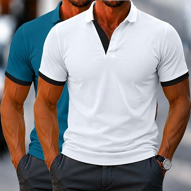 Herren Poloshirts Golf Poloshirts Lässig Arbeit Revers Kurzarm Basic Modern Farbblock Einfach Patchwork Bestickt Frühling & Sommer 1 2 3 4 5 6 Poloshirts 2026 - $24.99 –P6