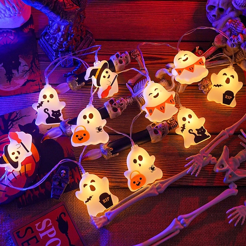 Halloween String Lights, 19.7FT 40 LED Cute Ghost Pumpkin Bat Fairy Lights, USB or AAA Battery Powered Halloween Decorations for Bedroom Living Room Party Indoor Decor 2026 - $16.99 –P7