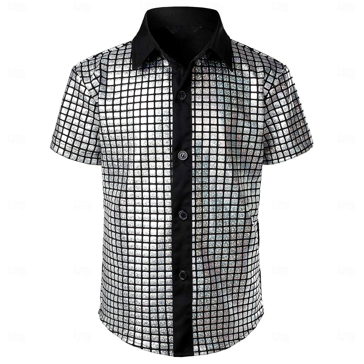 Retro Vintage 1970s Disco Shirt Short Sleeves Shiny Metallic Fancy Dress Men's Carnival Costume Halloween Carnival Masquerade Music Festival Party / Evening Nightclub Adults' Shirt Spring & Summer 2026 - $21.99 –P4