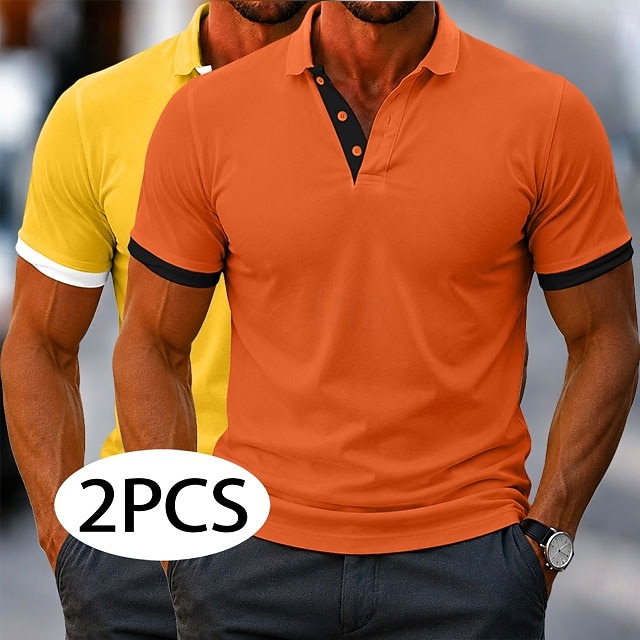 Herren Poloshirts Golf Poloshirts Lässig Arbeit Revers Kurzarm Basic Modern Farbblock Einfach Patchwork Bestickt Frühling & Sommer 1 2 3 4 5 6 Poloshirts 2026 - $24.99 –P1