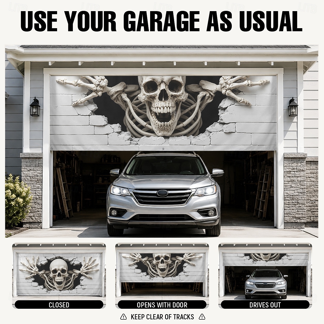 Halloween-spöklikt garageportsskydd, läskigt spöke med blodspår och "jag ser dig"-tryck, obehaglig skräckdekoration för utomhusträdgård, hus eller fest 2025 2026 - $42.99 –P5