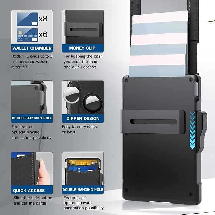 peněženka pro muže, chytrá peněženka s dvojitým skládáním a RFID blokováním, vyskakovacím hliníkovým pouzdrem na karty, identifikačním okénkem a kapacitou 12+ karet, minimalistický dárek pro pánskou peněženku 2026 - $33.99 –P8