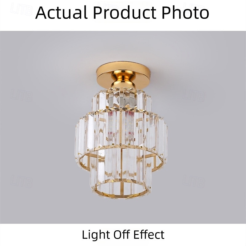 Modern Crystal Ceiling Light, E27 Crystal Chandelier Ceiling Lamp, Round Lampshade for Hallway, Stairs, Living Room, Bedroom, Kitchen, Bar, Restaurant 2026 - $54.99 –P2