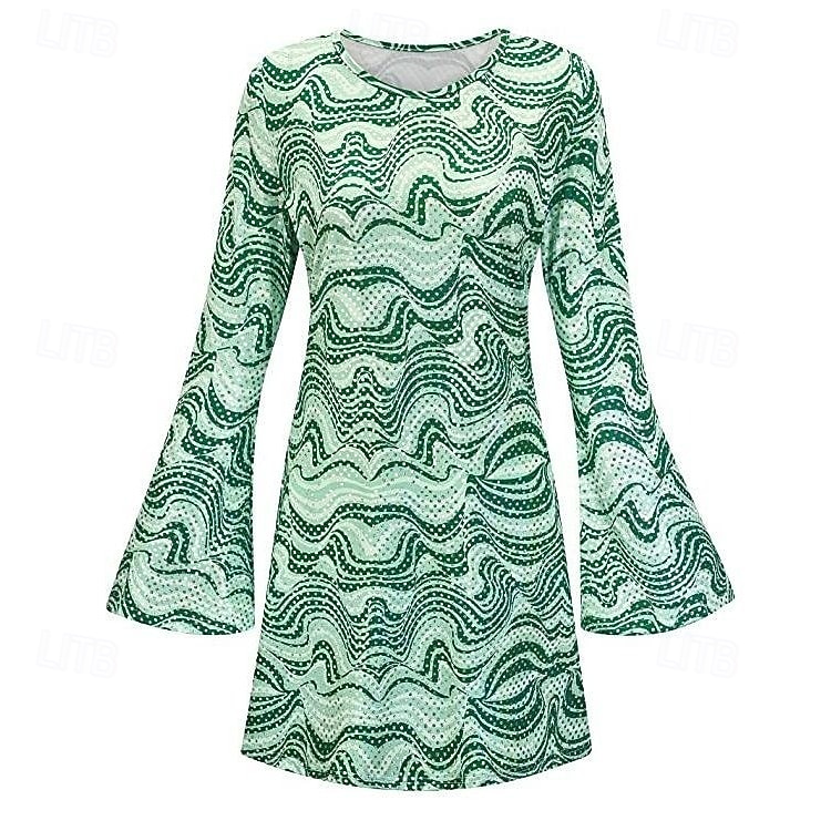 Rétro Vintage Hippie Années 1970 Robe Manches Evasées Hippie Géométrique Déguisement Femmes Mascarade Soirée & Fête Défilé de la Fierté Mois des Fiertés Adulte Robe de 2026 ? $30.99 –P10