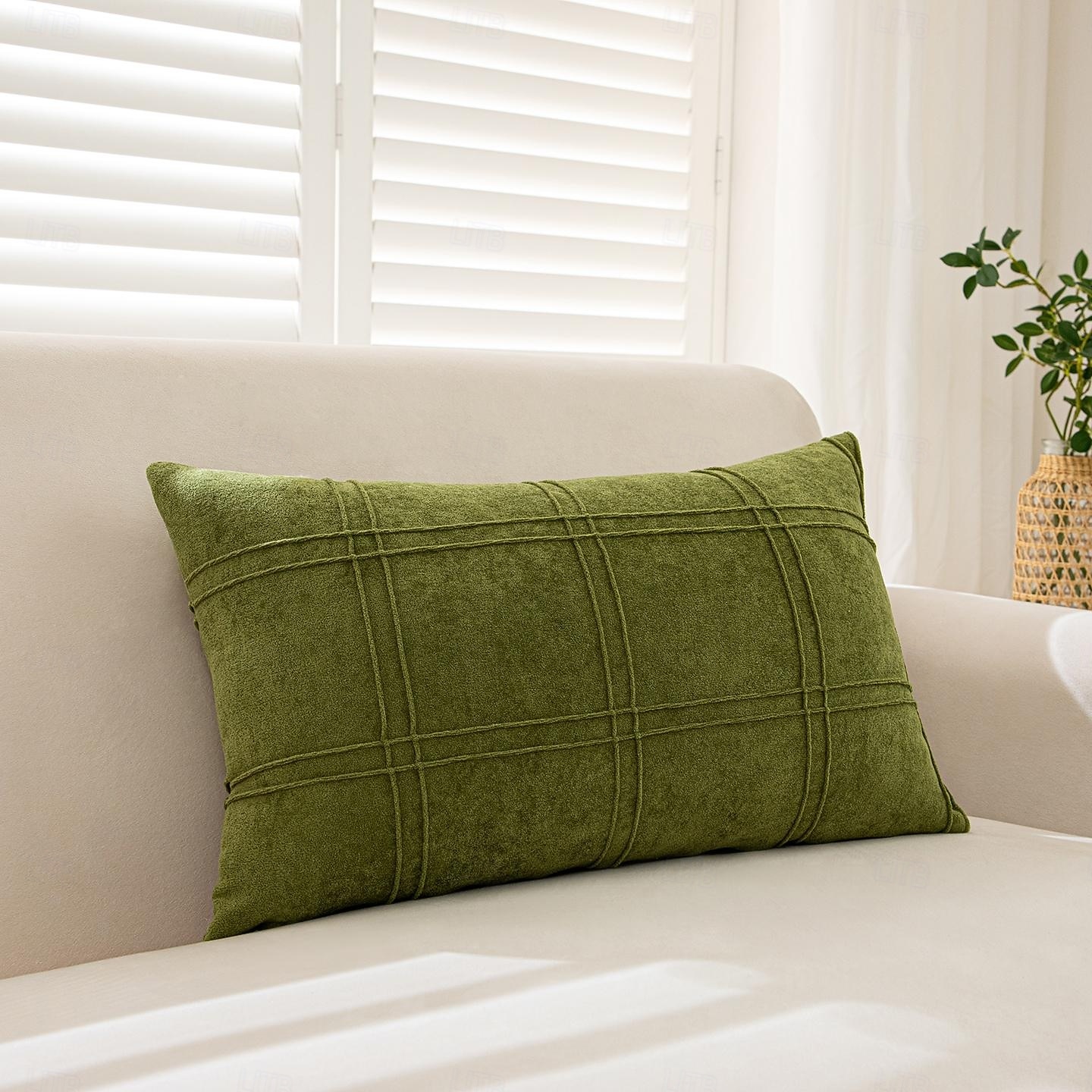 Waldgrüne, gestreifte Kissenbezüge mit Quasten, strukturierte, gewebte quadratische Kissenbezüge im Landhausstil, rustikale, dekorative Boho-Kissenbezüge für Sofa und Couch &Bett (Set aus 2 / 4) 2026 - $36.99 –P26