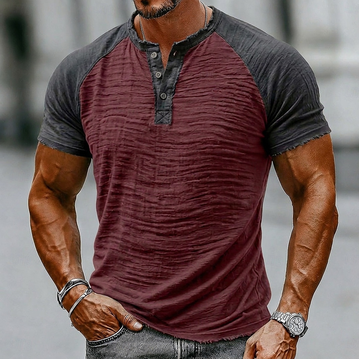 Per uomo Maglietta Maglietta in lino Manica Corta Henley Estate Primavera Tinta unica Blocco di colori Testurizzato Vacanza Vintage Sport Senza bordo Manica corta Casuale Casa All'aperto Bianco Vino del 2026 a $30.99 –P5