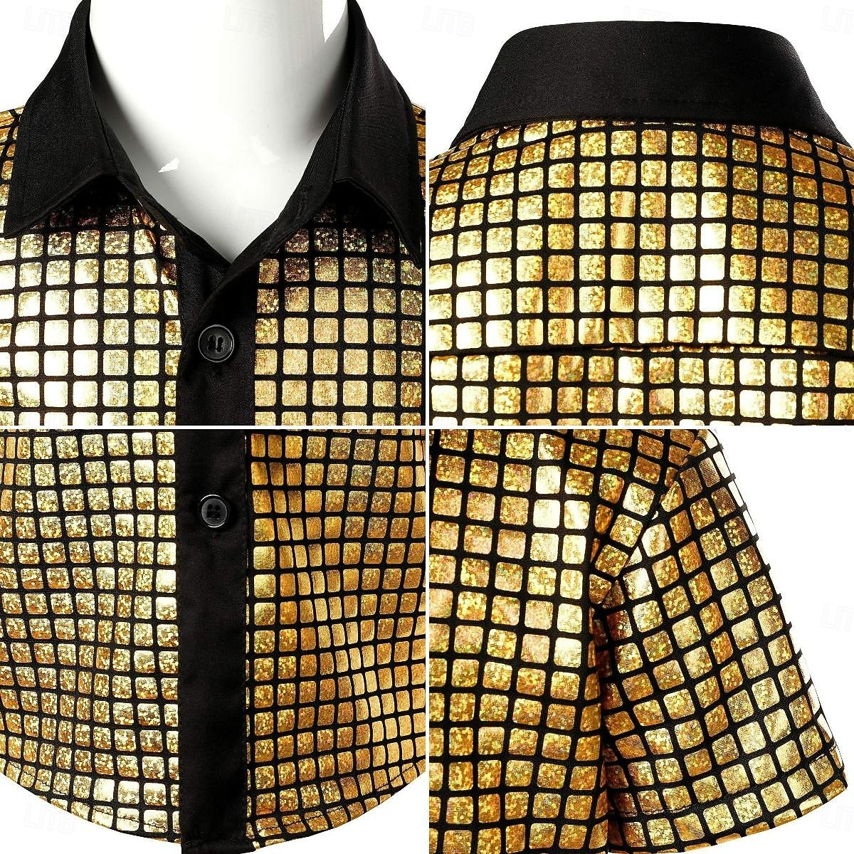 Retro Vintage 1970s Disco Shirt Short Sleeves Shiny Metallic Fancy Dress Men's Carnival Costume Halloween Carnival Masquerade Music Festival Party / Evening Nightclub Adults' Shirt Spring & Summer 2026 - $21.99 –P3