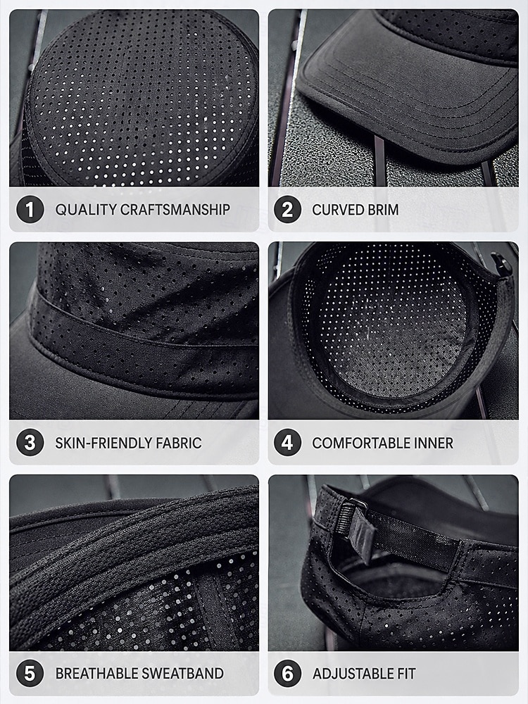 Boné militar masculino respirável de secagem rápida, leve, em poliéster perfurado, ajustável, disponível em várias cores, ideal para viagens de verão, caminhadas, pesca, golfe e camping. &uso diário de 2026 por $14.99 –P7