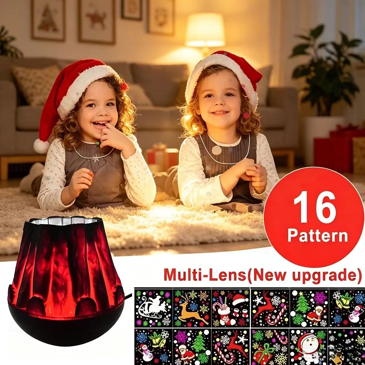 Halloween-kerstprojectorlamp met realistisch vlammenpatroon, dynamische pompoen-, spook-, sneeuwvlok- en kerstmanprojectielamp, USB 5V-voeding, feestelijk nachtlampje voor slaapkamer en woonkamer. 2026 - $18.99 –P3