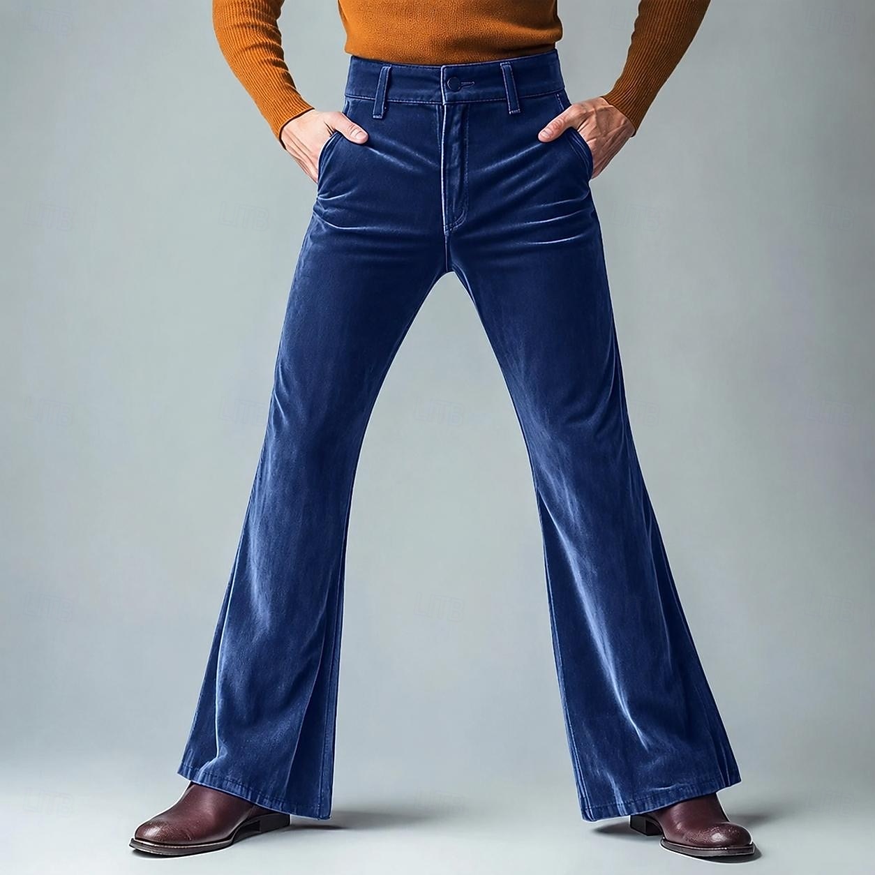 Retrò Vintage Hippie Anni '70 Pantaloni Pantaloni a zampa d'elefante Pantaloni a zampa Hippie Disco Tinta unica Costume Per uomo Halloween Carnevale Festival Musicale Feste Abbigliamento Quotidiano del 2026 a $32.99 –P2