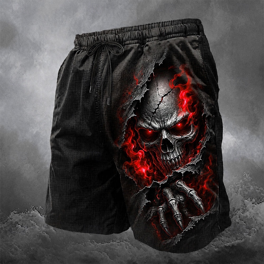 Costumi uomo Halloween teschi costume da bagno pantaloni corti pantaloni da mare vita media scuri casual esterni tasche laterali fodera in rete vita elastica con coulisse abbigliamento designer del 2026 a $20.99 –P3