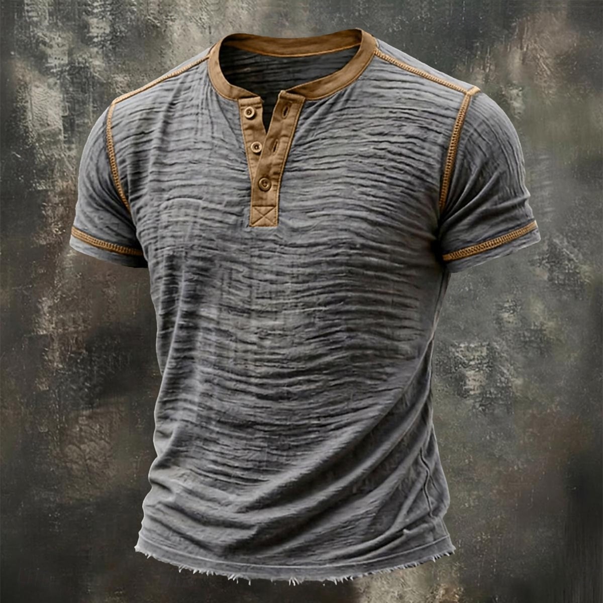 Bărbați Tricou Tricou din in Manșon scurt Henley Vară Primăvară Toate Sezoanele Culoare solidă Texturat Vacanță Epocă Sport Peteci Bloc de Culoare Margine crudă Casual Casă În aer liber Alb Negru 2026 - $31.99 –P1