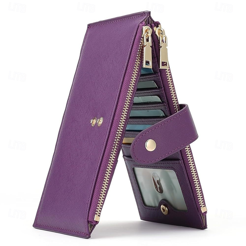 RFID Blocking Bifold Purse Credit Card Holder PU Leather Billfold Card Holder Wallet Double Zipper Hasp Card Purse 2026 - $22.99 –P9