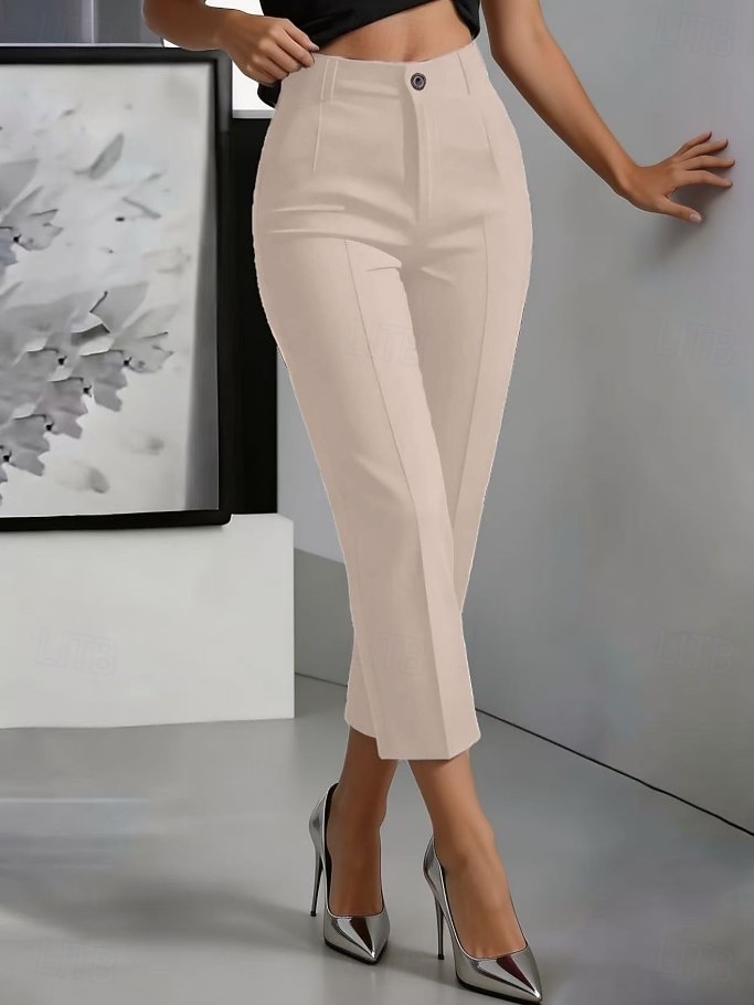 Women's Capri shorts Elegant Vintage Fashion Ankle-Length Mid Waist Inelastic Formal Blue White Apricot Black Spring Slim Fit 2026 - $27.99 –P6