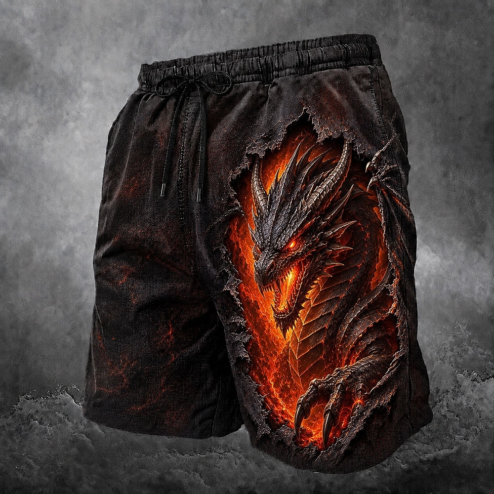 Homens Animal Dragão Calção Justo de Natação Fatos de banho Calções de banho Bermuda de Surf Cintura Média Escuro Diário Ao ar livre Bolsos laterais Forro de malha Cintura elástica com cordão Designer de 2026 por $20.99 –P1