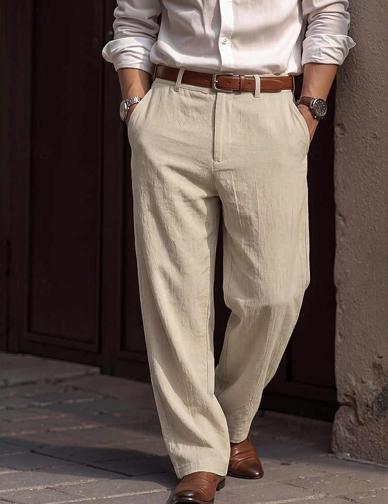 Per uomo Pantaloni di Lino Pantaloni Pantaloni Eleganti Pantaloni casual Tasca Elastico in vita Gamba Dritta Semplice Confortevole Traspirante Lunghezza intera Casuale Quotidiano Affari Moda del 2026 a $25.99 –P2