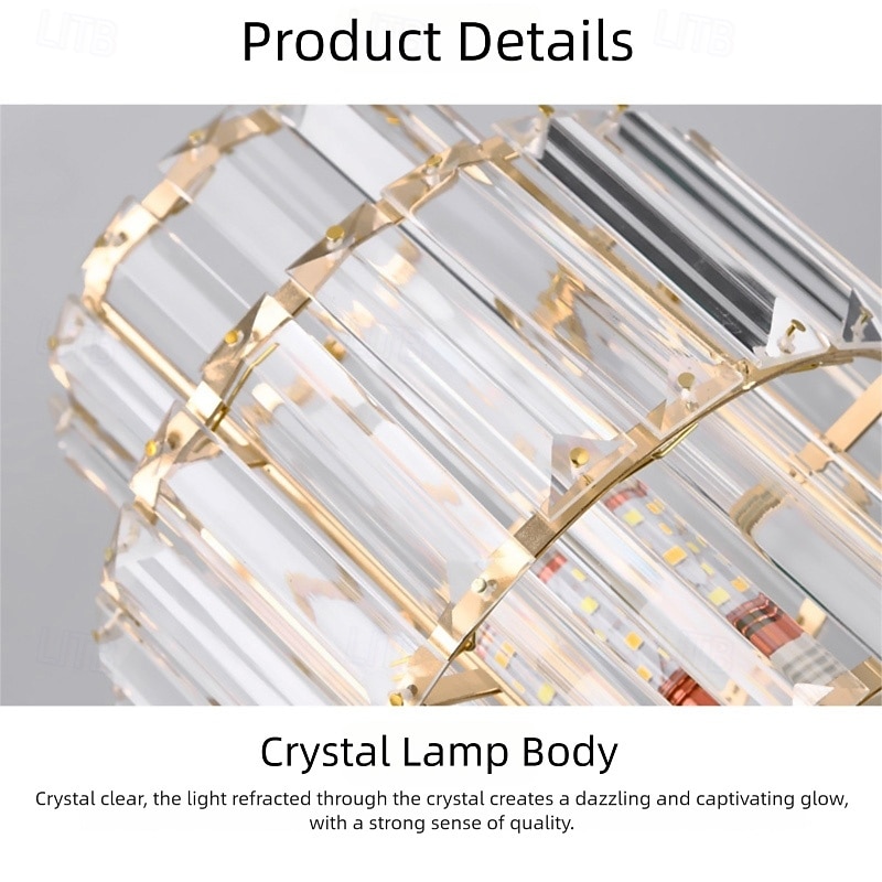 Modern Crystal Ceiling Light, E27 Crystal Chandelier Ceiling Lamp, Round Lampshade for Hallway, Stairs, Living Room, Bedroom, Kitchen, Bar, Restaurant 2026 - $54.99 –P10