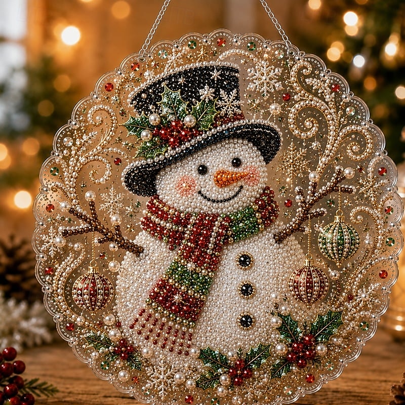 2026年 クリスマスパールダイヤモンドアート吊り下げオーナメントキット、傷つきにくく色褪せないパールビーズを使用した高級フロッキーキャンバス、DIY手作りホリデー吊り下げ装飾  コレクション – $19.99 –P9