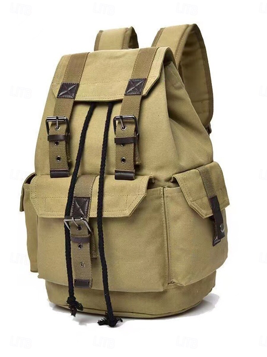 Canvas Backpack Purse with Flap Drawstring Multi-Pocket Ladies Travel Daypack Amazon.com: LassZone Canvas Drawstring Backpack Purse for  main image 3