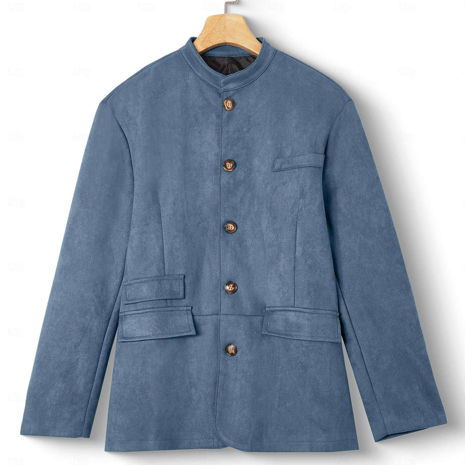 Men's Lightweight Jacket Casual Jacket Faux Suede Jacket Going out Soft Buckle Spring &  Fall Casual Stand Collar Regular Light Khaki Black Navy Blue Khaki Army Green Jacket 2026 - $56.99 –P14