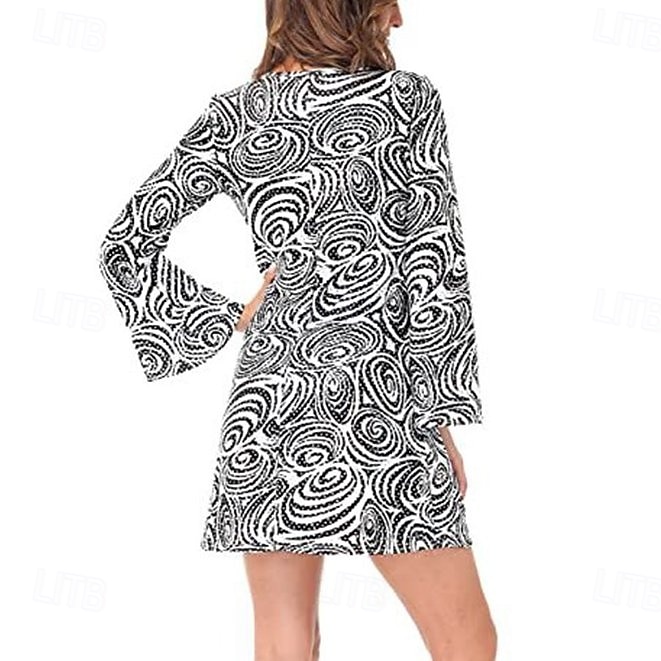 Rétro Vintage Hippie Années 1970 Robe Manches Evasées Hippie Géométrique Déguisement Femmes Mascarade Soirée & Fête Défilé de la Fierté Mois des Fiertés Adulte Robe de 2026 ? $30.99 –P8