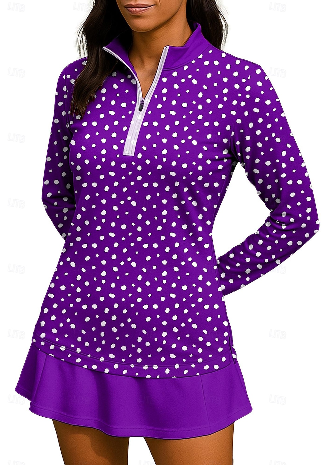 Pentru femei Punct Tops Tricou sport Cămașă de tenis Top de tenis Manșon Lung Fermoar Floral UPF50+ Rezistent la UV Înaltă Elasticitate Confortabil la umezeală Respirabil Volei Tenis Golf Gât Înalt 2026 - $22.99 –P7