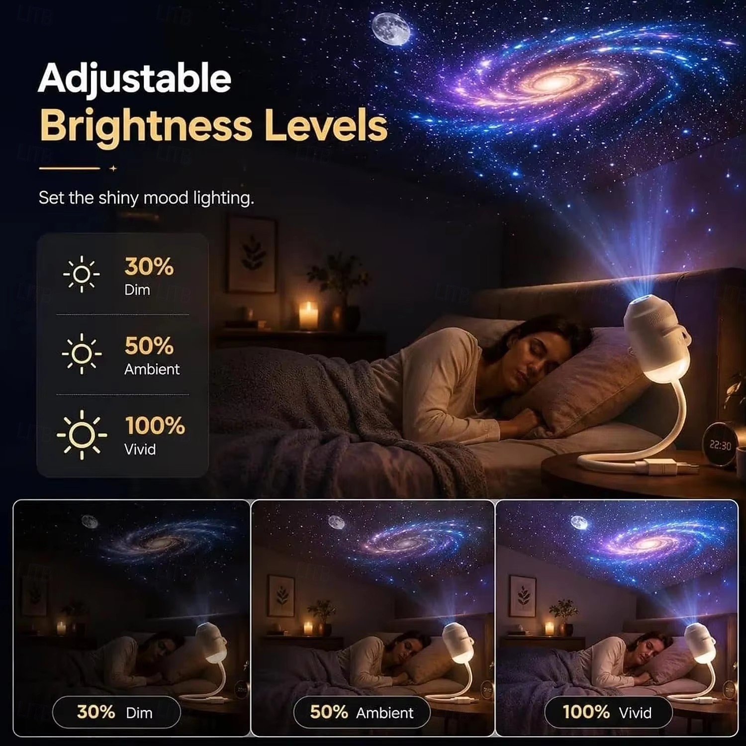 USB Galaxy Projector Starry Night Light, Star Projector with Flexible Gooseneck & 24 Films, 3 Brightness Levels Planet Ocean Sky Projector for Bedroom Car Decor, Creative Gift for Kids Adults 2026 - $18.99 –P5