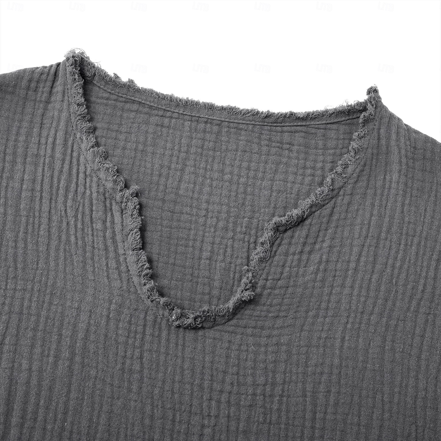 Men's T Shirt 100% Cotton T-Shirt Short Sleeve V Neck Summer Spring Solid Color Textured Vacation Vintage Sports Raw Edge Casual Home Outdoor Black White Wine Top Tee for Men 2026 - $22.99 –P7
