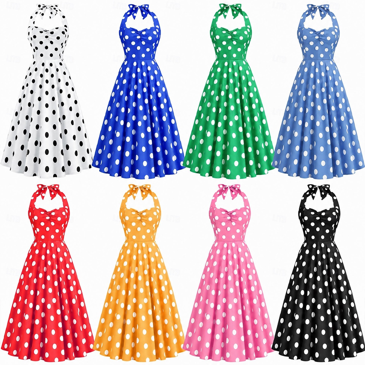 Anni 1950 Retrò Vintage Rockabilly Vestito Abito Swing Pois Costume Per donna Carnevale Mascherata Abbigliamento quotidiano Addio al Nubilato Adulti Vestito Abiti per il ritorno del 2026 a $24.99 –P1