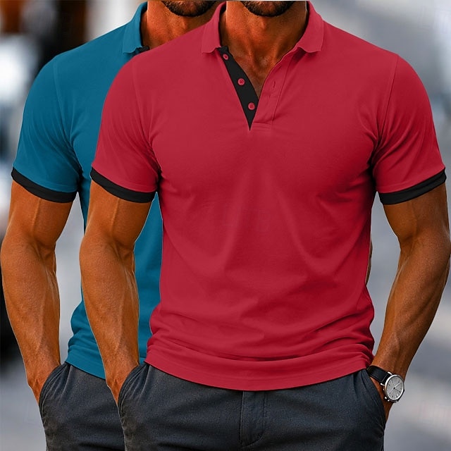 Herren Poloshirts Golf Poloshirts Lässig Arbeit Revers Kurzarm Basic Modern Farbblock Einfach Patchwork Bestickt Frühling & Sommer 1 2 3 4 5 6 Poloshirts 2026 - $24.99 –P8