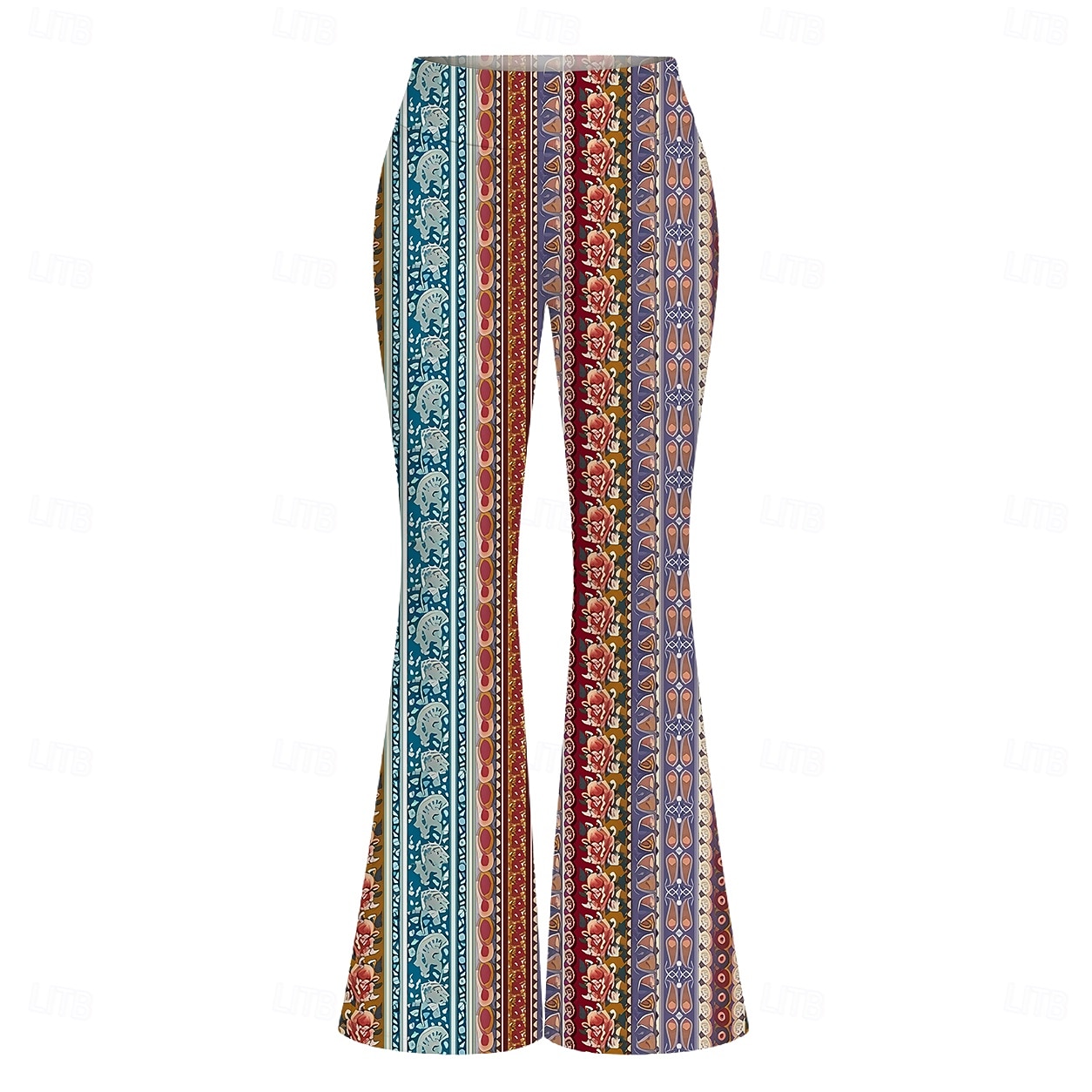 Retro Antiguo Hippie Años 70 Longitud Larga Tipo Canguelo Los pantalones de campana Hippie Disco Estampado Ajustado / Acampanado Disfraz Mujer Víspera de Todos los Santos Carnaval Festival de Música 2026 - $30.99 –P2