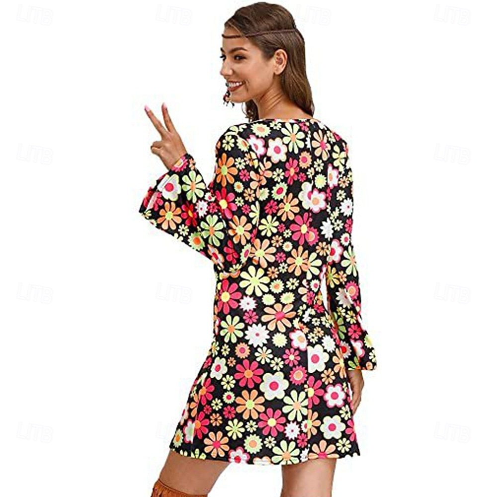 Retrò Vintage Anni '70 Disco Vestito Manica del polsino svasato Hippie Stampa Costume Per donna Mascherata Festa & Sera Parata dell'Orgoglio Mese dell'orgoglio Adulti Vestito del 2026 a $30.99 –P13
