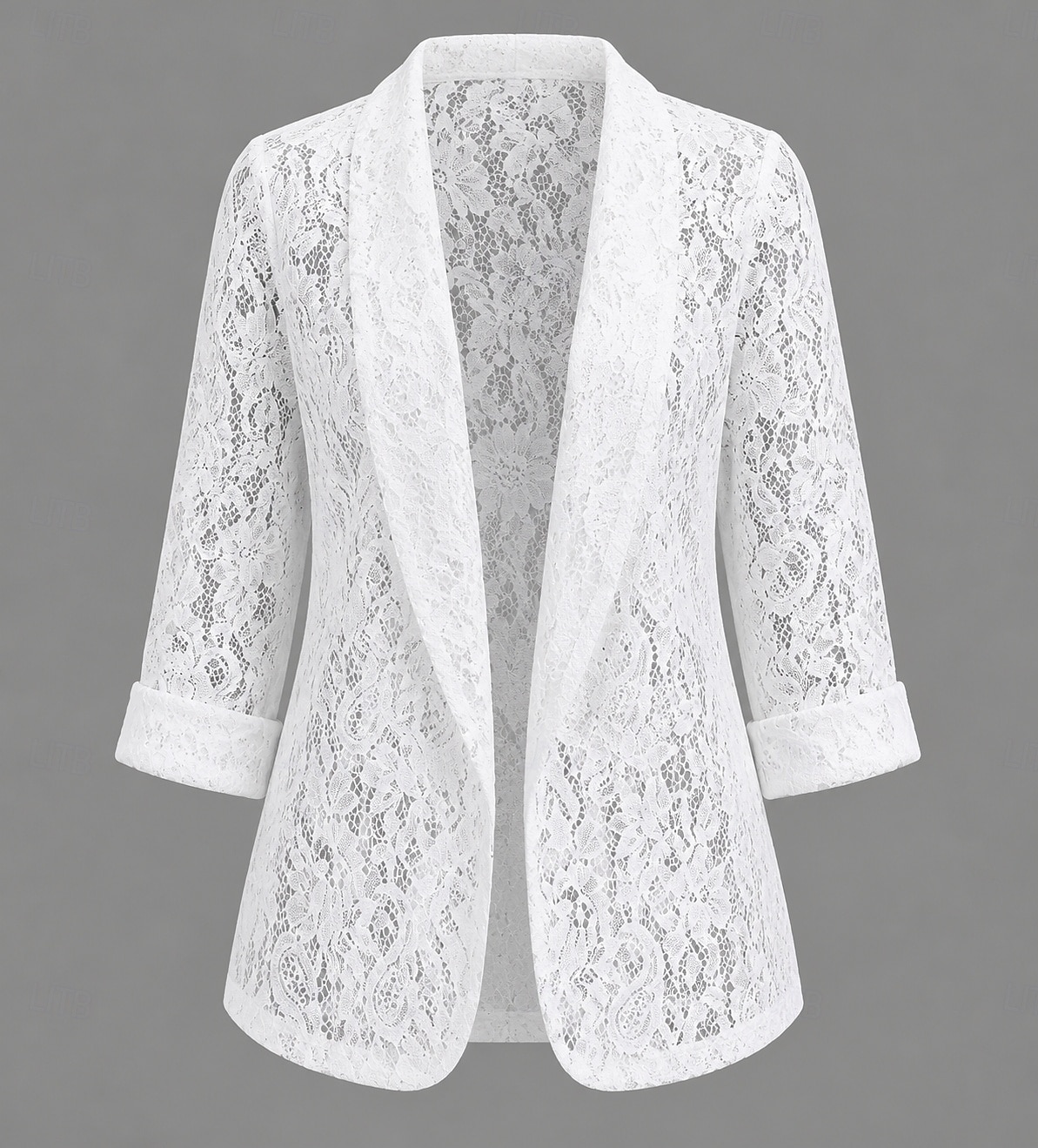 Women's Shirt Jacket Casual Jacket Lace Jacket Lightweight Lace Open Front Elegant Embroidery Casual Weekend Open Front Regular Shawl Collar Regular Fit Long Sleeve Outerwear Black White Summer Spring 2026 - $27.99 –P4