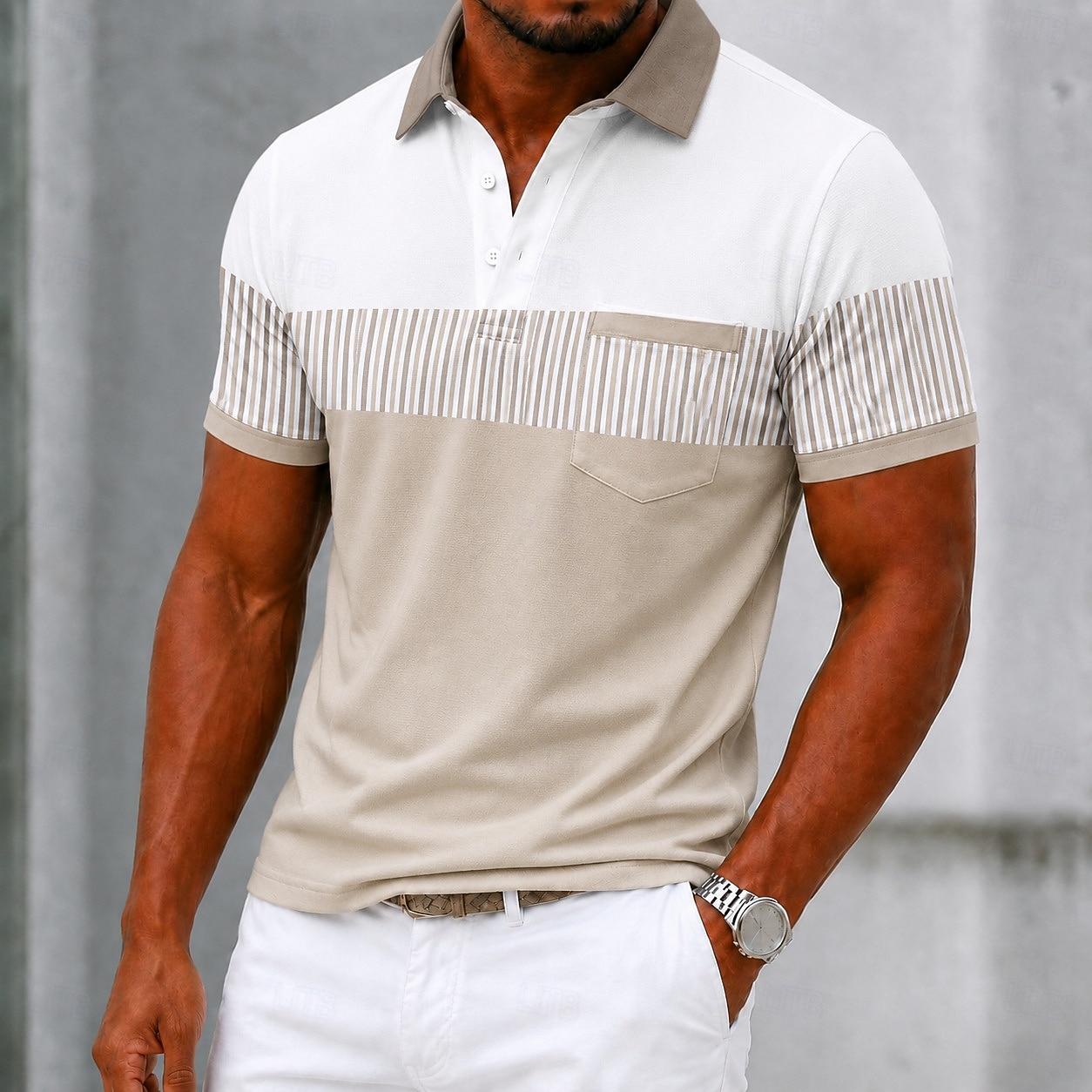 Homme Bloc de Couleur Rayé Polo Manche Courte Polos Chemises à Col Vêtement décontracté de travaile Extérieur Athleisure Tenue quotidienne Impression 3D Boutons Été Printemps Bleu Rouge Marron de 2026 ? $24.99 –P2