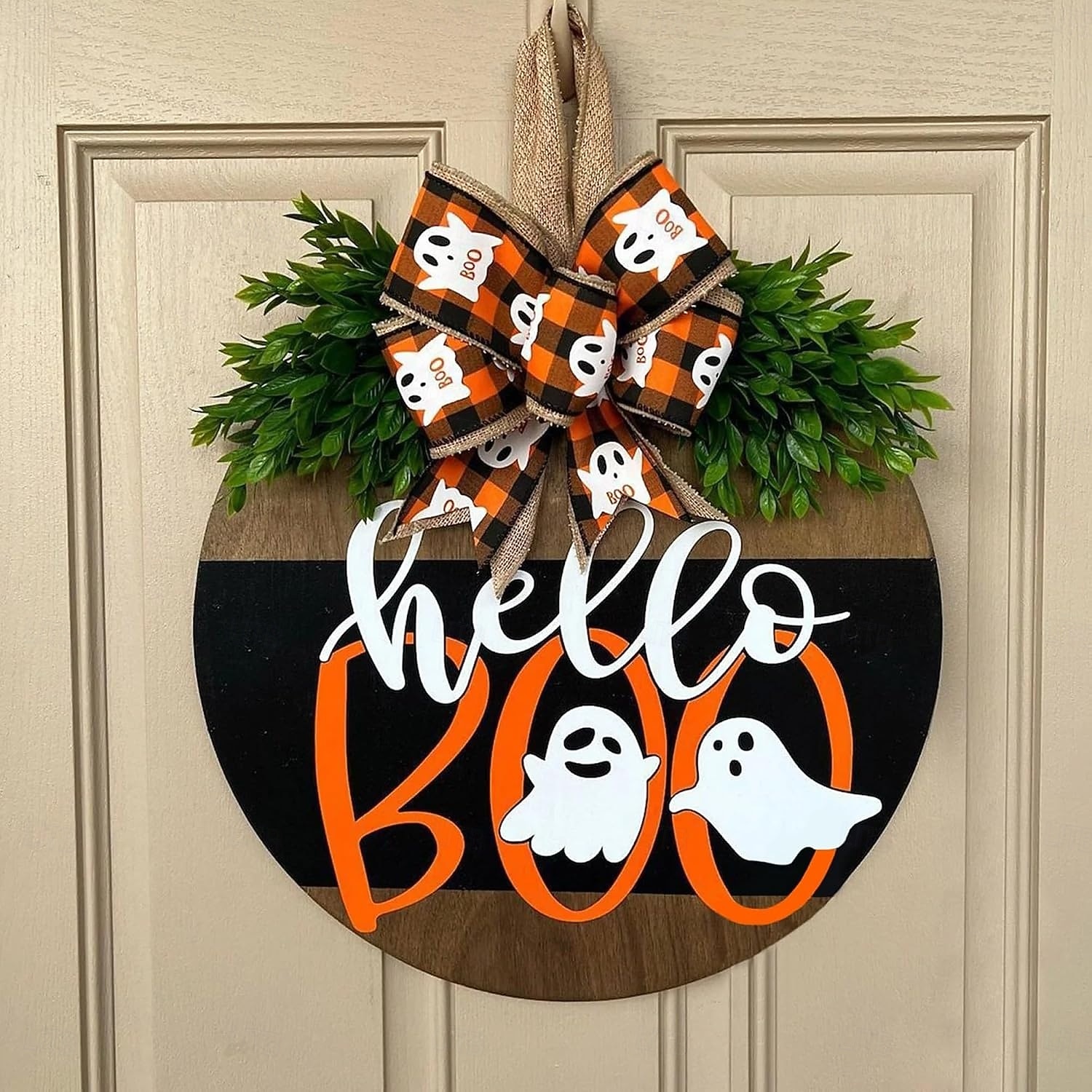 Guirlanda de madeira com fantasma para porta de Halloween, decoração divertida de fantasma para pendurar na porta da frente, enfeite rústico de boas-vindas para Halloween na varanda, entrada, parede, de 2026 por $22.99 –P3