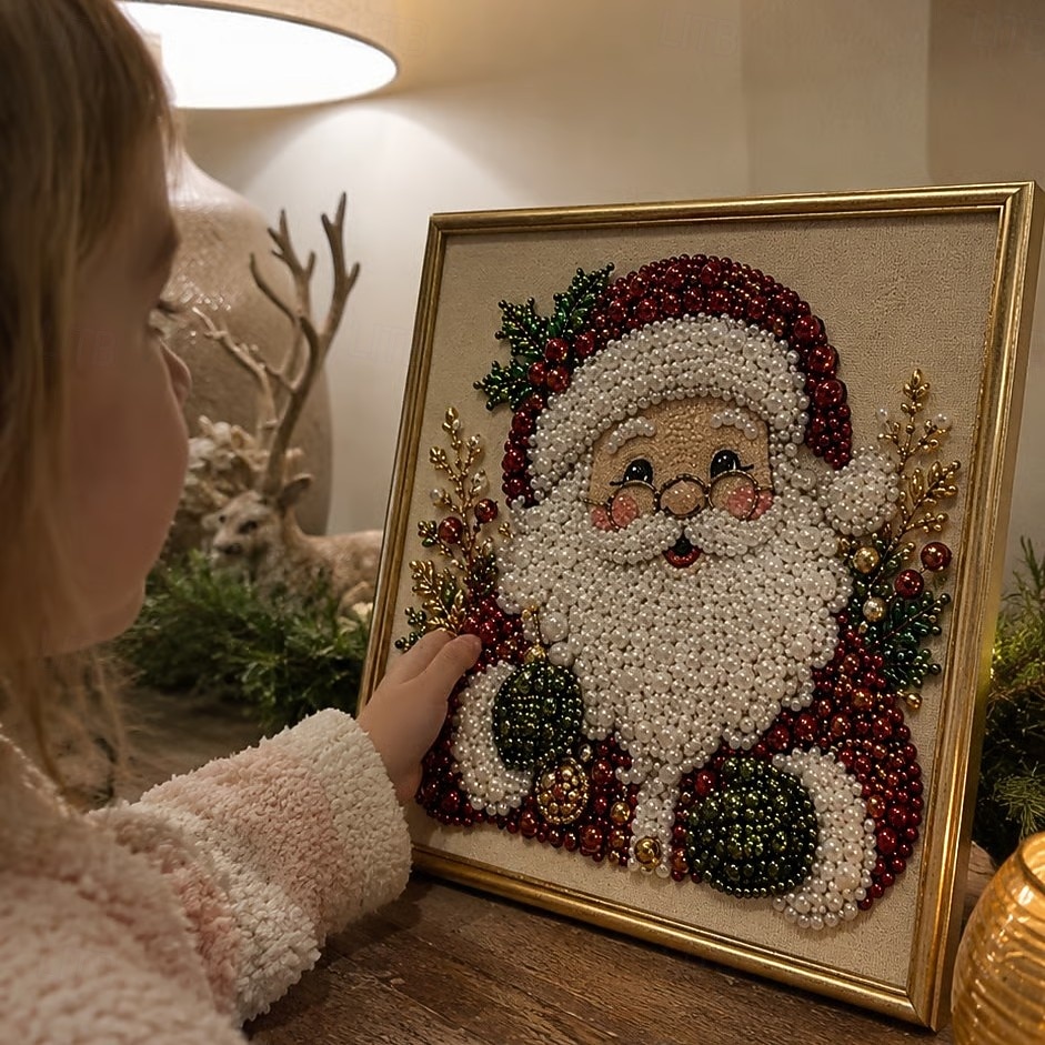 Sada pro vánoční perlové umění, 12palcová sada pro umělecké tvoření s kamínky sobů se speciálními korálky a plátnem, vánoční nástěnná dekorace pro dospělé i začátečníky. 2026 - $19.99 –P11